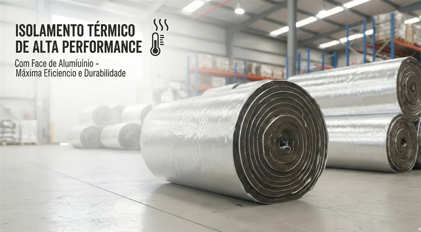 Lã de rocha com revestimento foil aplicada em estrutura metálica de cobertura